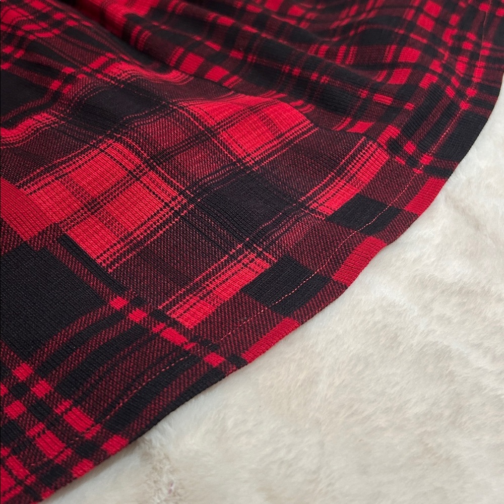 Polo Ralph Lauren Plaid Motif Cotton Henley Dress Red Black - Picture 8 of 11